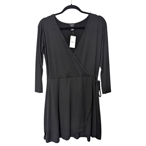 Rue21 Dresses & Skirts - Rue21 Womens Little Black Wrap V-Neck 3/4 Sleeve Mini Dress XL NWT